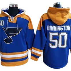 St. Louis Blues #50 Jordan Binnington Blue Ageless Must-Have Lace-Up Pullover Hoodie