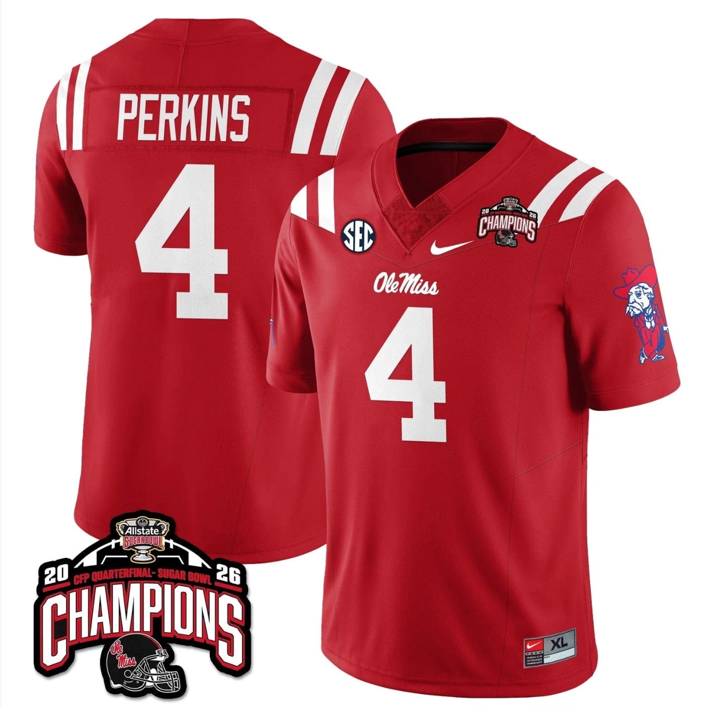 Suntarine Perkins Jersey #4 Ole Miss Sugar Bowl Champions Stitched - Image 4