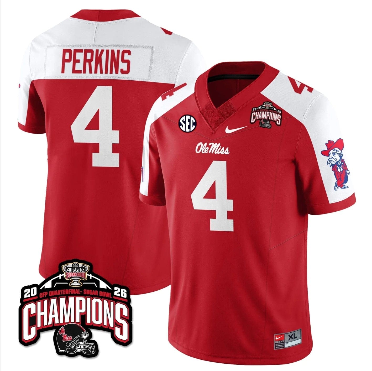 Suntarine Perkins Jersey #4 Ole Miss Sugar Bowl Champions Stitched - Image 3