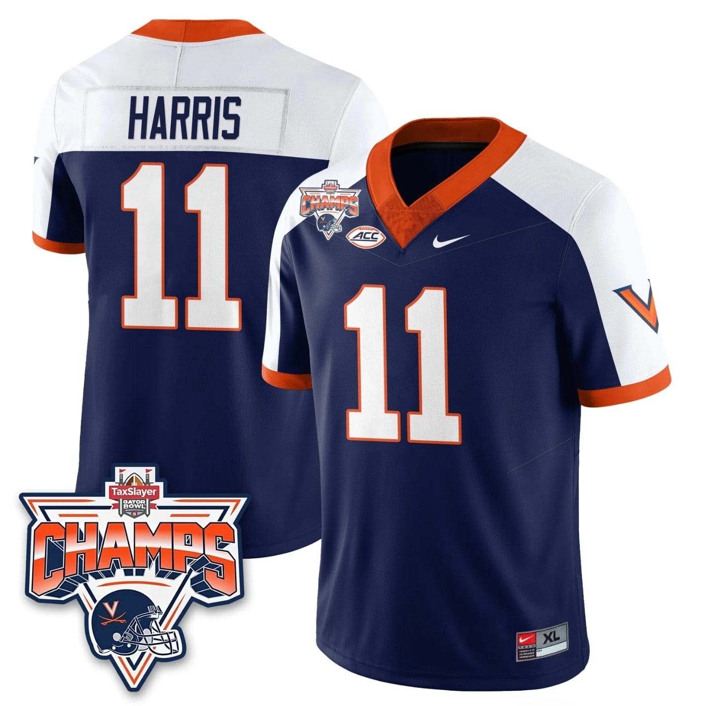 Trell Harris Jersey #11 Virginia Cavaliers 2025 Gator Bowl Champions Stitched