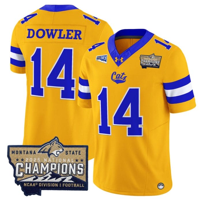 Taco Dowler Jersey #14 Montana State Bobcats 2025 National Champions Gold