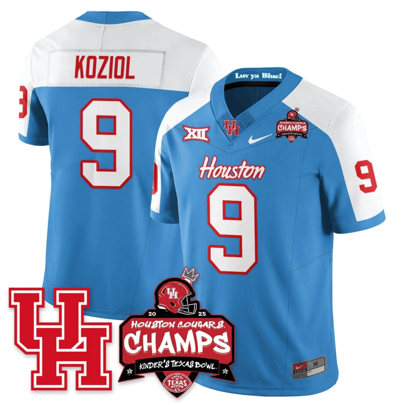 Alternative view of Tanner Koziol Jersey #9 Houston Cougar 2025 Texas Bowl Champions