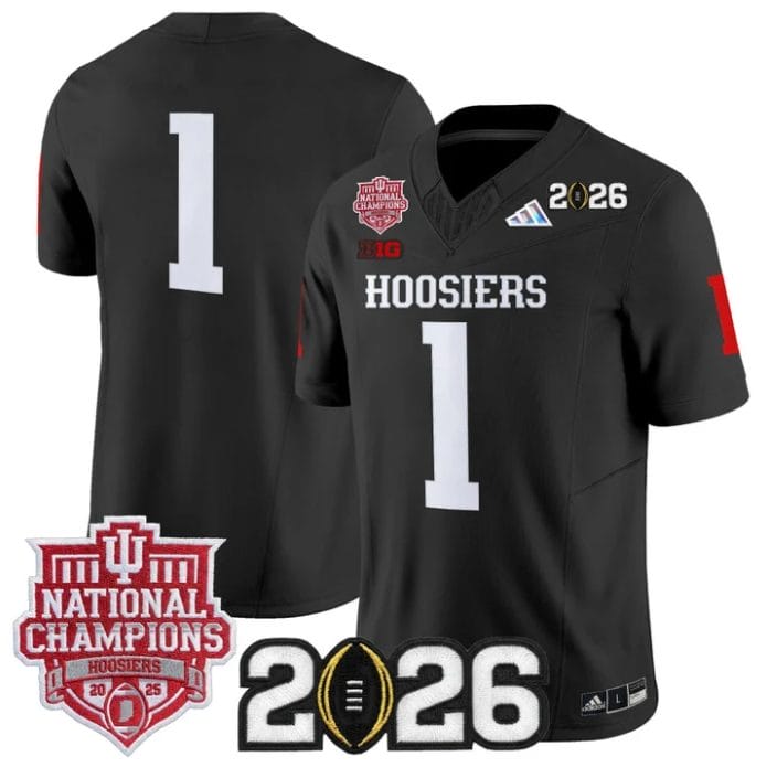 Alternative view of Team Jersey #1 Hoosiers 2025 National Champions 2026 Patch Stitched