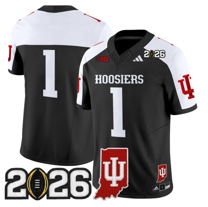 Team Jersey #1 Indiana Hoosiers 2026 CFP Final Indiana State Patch Stitched
