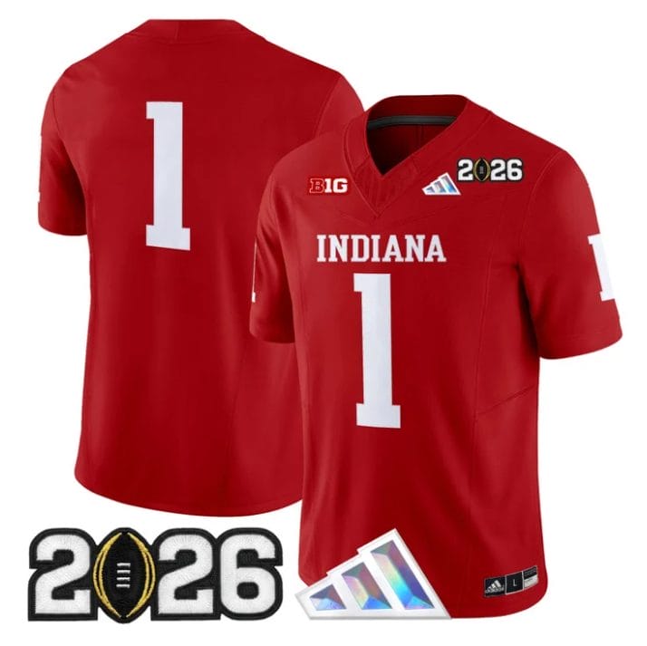 Team Jersey #1 Indiana Hoosiers 2026 CFP Final V3 Patch Stitched - Image 4
