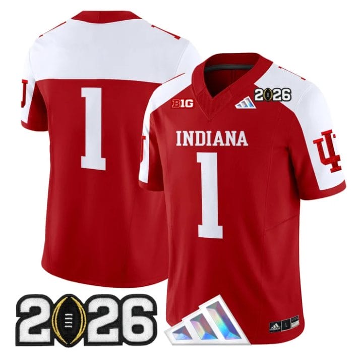 Team Jersey #1 Indiana Hoosiers 2026 CFP Final V3 Patch Stitched - Image 3