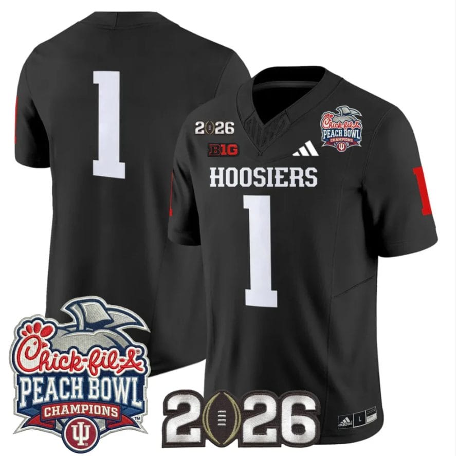 Alternative view of Team Jersey #1 Indiana Hoosiers 2026 Peach Bowl Champions CFP Finals Stitched