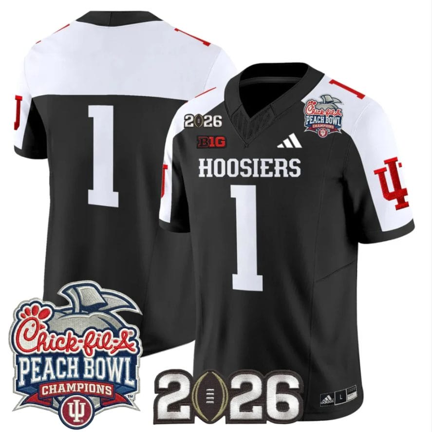 Team Jersey #1 Indiana Hoosiers 2026 Peach Bowl Champions CFP Finals Stitched