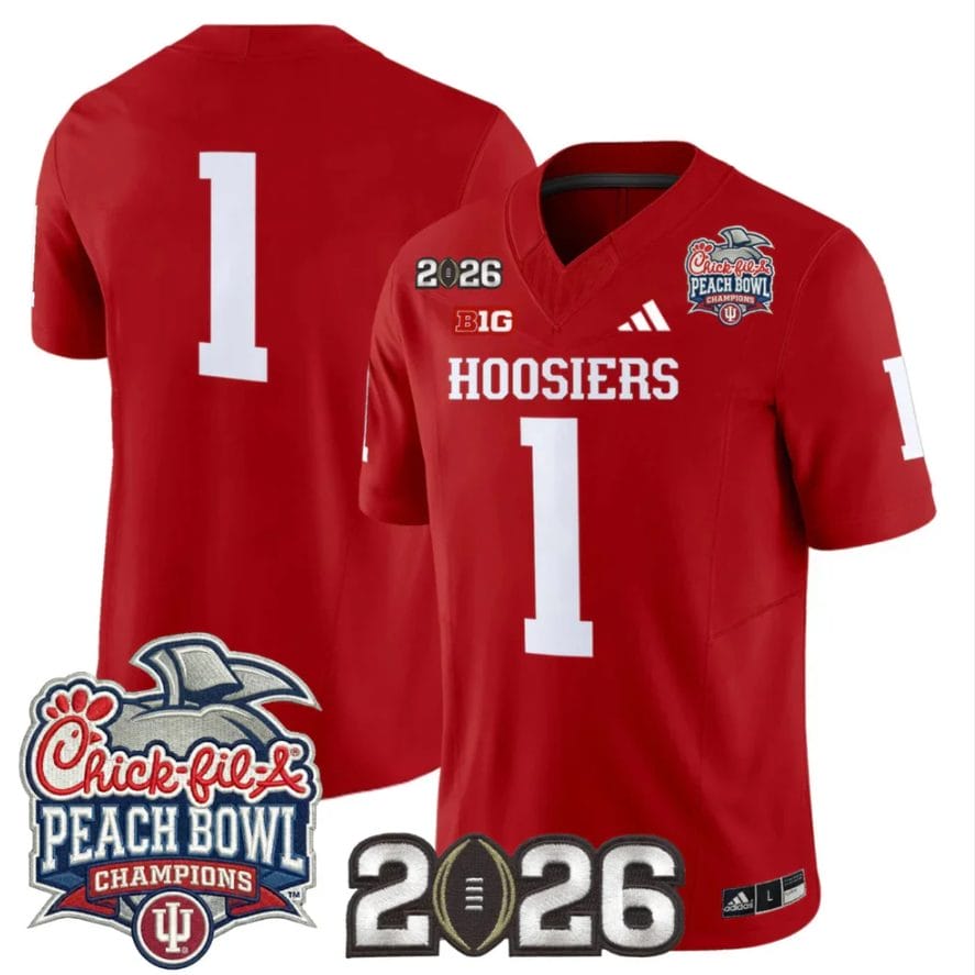 Team Jersey #1 Indiana Hoosiers 2026 Peach Bowl Champions CFP Finals Stitched - Image 4