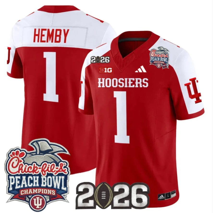 Team Jersey #1 Indiana Hoosiers 2026 Peach Bowl Champions CFP Finals Stitched - Image 3