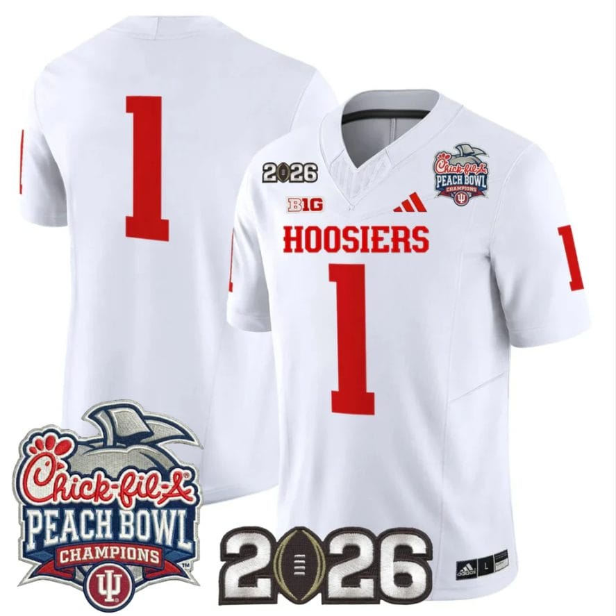 Team Jersey #1 Indiana Hoosiers 2026 Peach Bowl Champions CFP Finals Stitched - Image 5