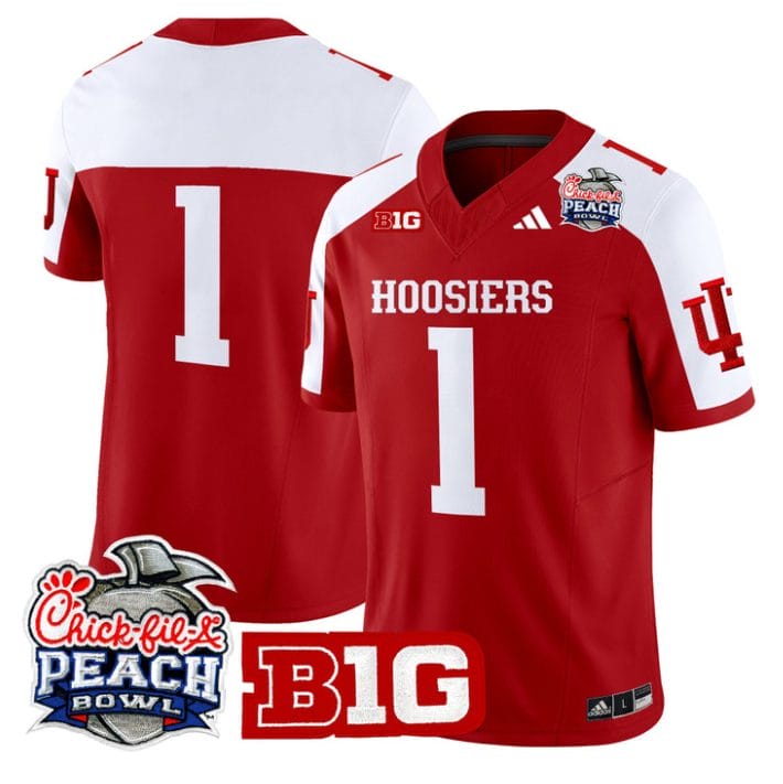 Team Jersey #1 Indiana Hoosiers 2026 Peach Bowl Patch Stitched - Image 3