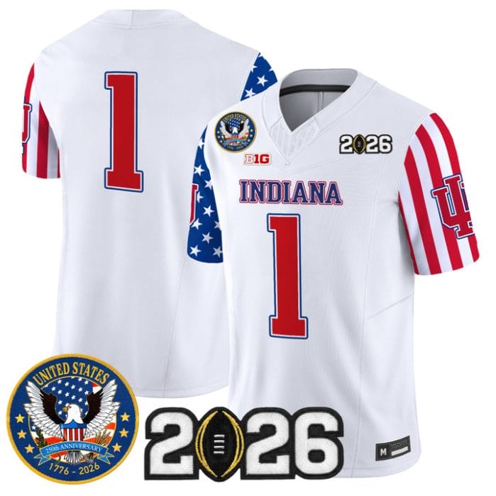 Team Jersey #1 Indiana Hoosiers America 250 Edition 2026 CFP Final Patch Stitched - Image 3