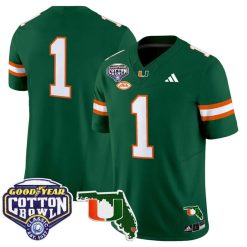 Alternative view of Team Jersey #1 Miami Hurricanes 2025 Cotton Bowl Florida Stitched