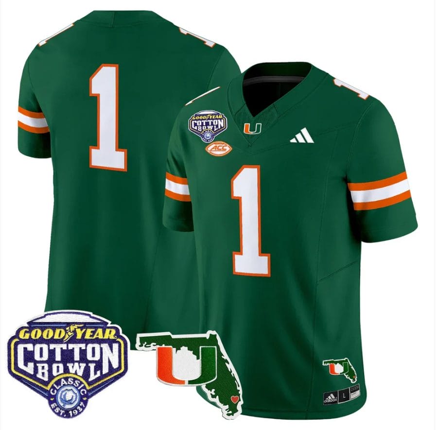 Team Jersey #1 Miami Hurricanes 2025 Cotton Bowl Florida Stitched - Image 2