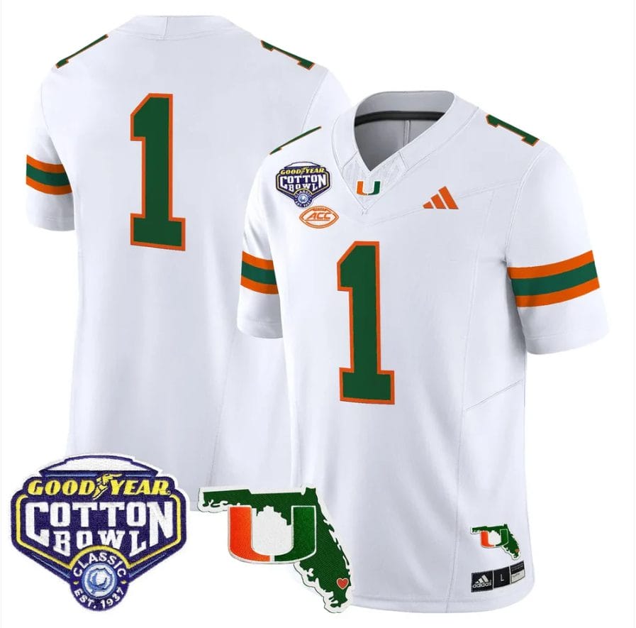 Team Jersey #1 Miami Hurricanes 2025 Cotton Bowl Florida Stitched - Image 5