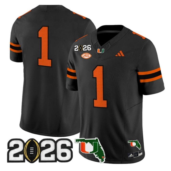 Team Jersey #1 Miami Hurricanes 2026 CFP Final Florida Patch Stitched