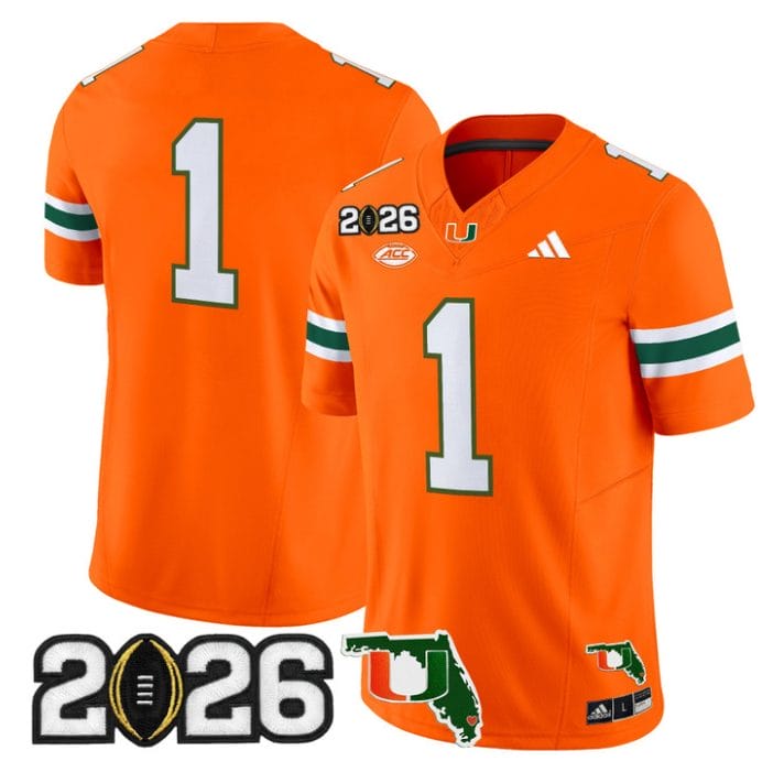 Team Jersey #1 Miami Hurricanes 2026 CFP Final Florida Patch Stitched - Image 4