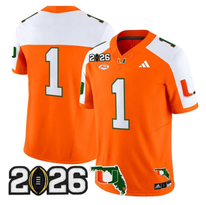 Team Jersey #1 Miami Hurricanes 2026 CFP Final Florida Patch Stitched - Image 3