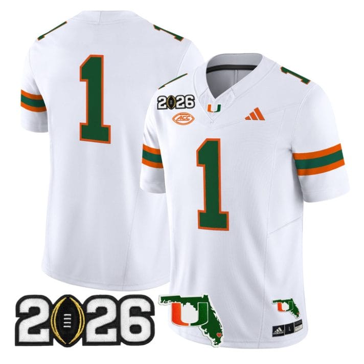 Team Jersey #1 Miami Hurricanes 2026 CFP Final Florida Patch Stitched - Image 5
