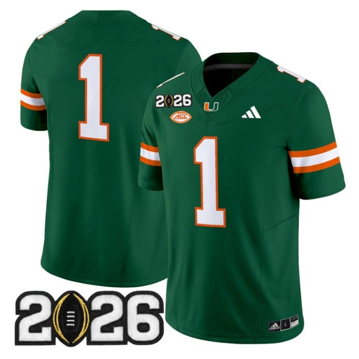 Alternative view of Team Jersey #1 Miami Hurricanes 2026 CFP Final Patch Limited Stitched Black