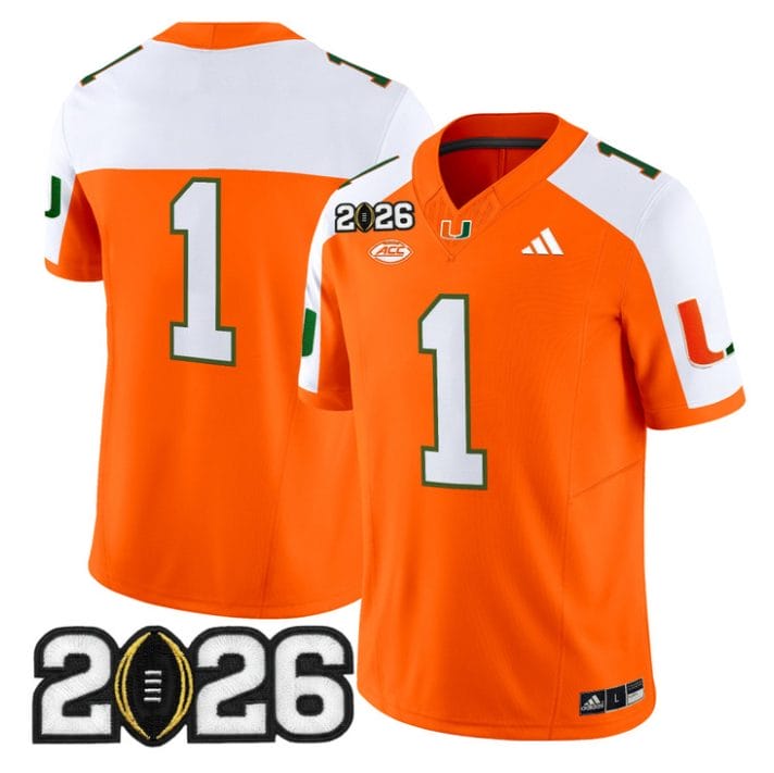 Team Jersey #1 Miami Hurricanes 2026 CFP Final Patch Limited Stitched Black - Image 3