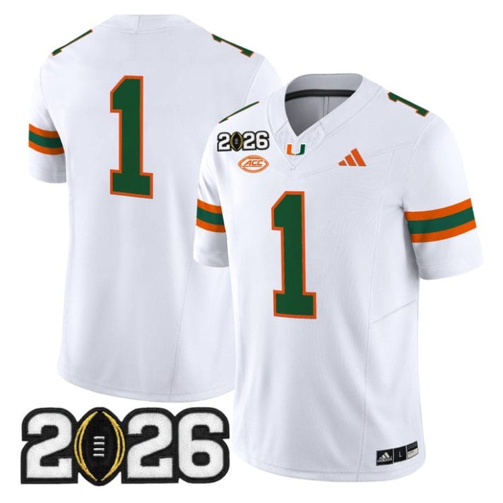 Team Jersey #1 Miami Hurricanes 2026 CFP Final Patch Limited Stitched Black - Image 5