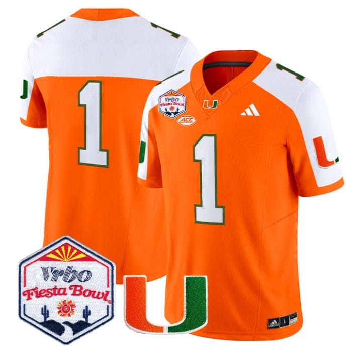 Team Jersey #1 Miami Hurricanes 2026 Fiesta Bow Patch Stitched - Image 3