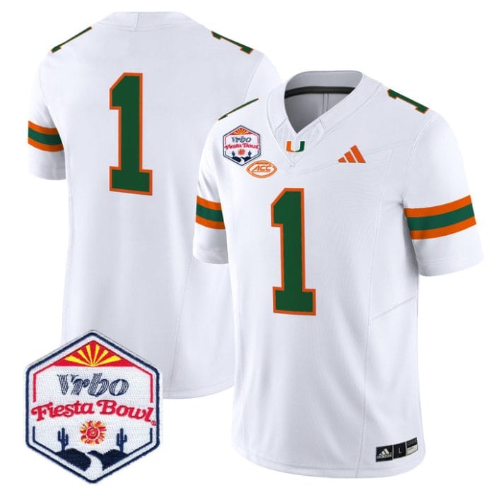 Team Jersey #1 Miami Hurricanes 2026 Fiesta Bow Patch Stitched - Image 5