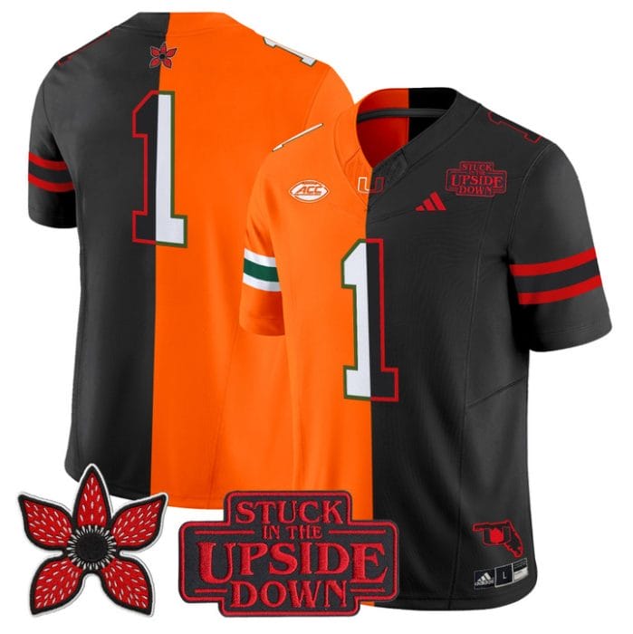 Alternative view of Team Jersey #1 Miami Hurricanes Upside Down Edition Stitched