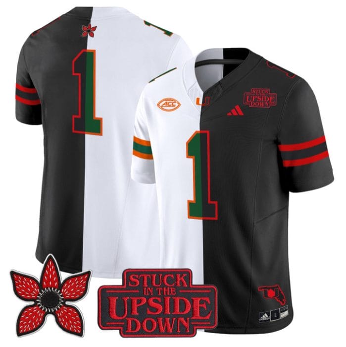 Team Jersey #1 Miami Hurricanes Upside Down Edition Stitched - Image 3