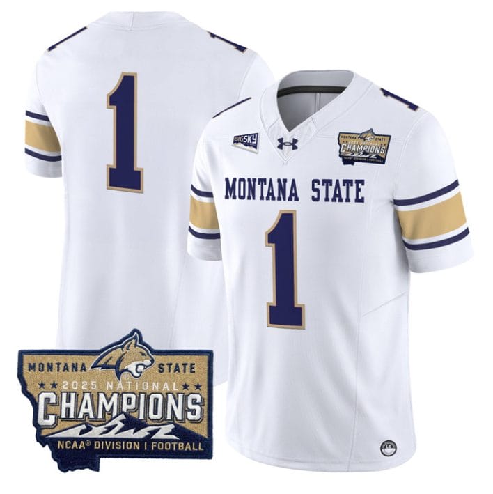 Team Jersey #1 Montana State Bobcats 2025 National Champions Stitched Gold - Image 4