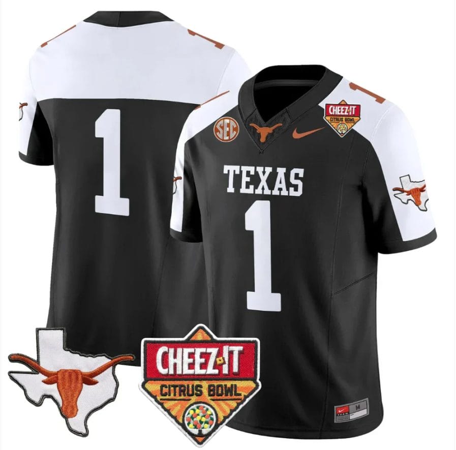 Team Jersey #1 Texas Longhorns 2025 State Map Citrus Bowl Patch Stitched