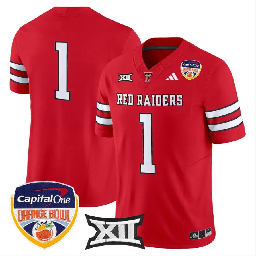 Team Jersey #1 Texas Tech 2025 Orange Bowl Patch V2 Limited Stitched - Image 4