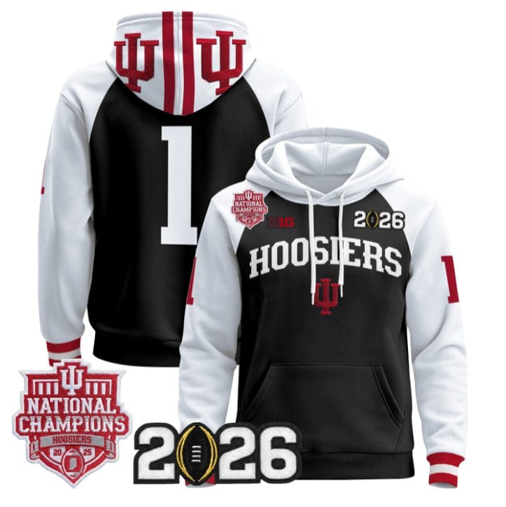 Team Pullover Hoodie #1 Hoosiers 2025 National Champions Stitched