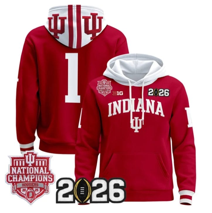 Team Pullover Hoodie #1 Hoosiers 2025 National Champions Stitched - Image 4