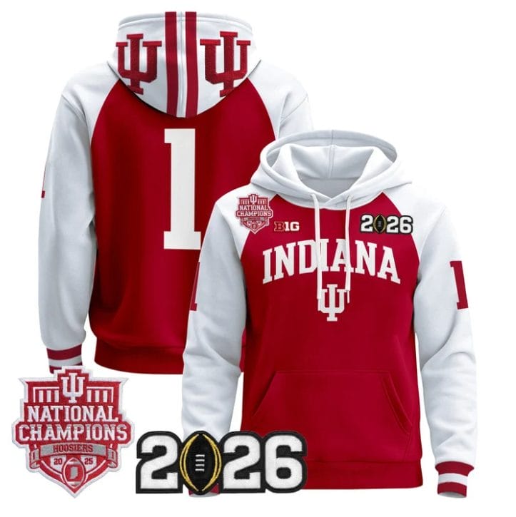 Team Pullover Hoodie #1 Hoosiers 2025 National Champions Stitched - Image 3