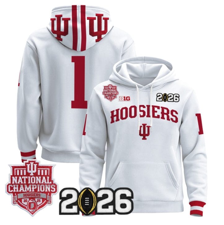 Team Pullover Hoodie #1 Hoosiers 2025 National Champions Stitched - Image 5
