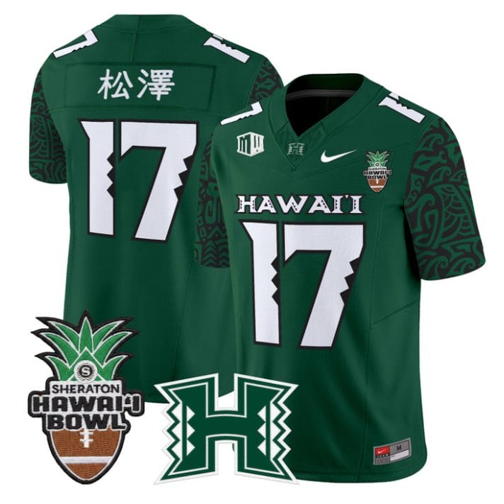 Tokyo Toe Jersey #17 Hawai'i Rainbow 2025 Hawai'i Bowl Stitched Black Limited - Image 3