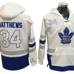 Toronto Maple Leafs #34 Auston Matthews One Front Pocket Pullover Hoodie White