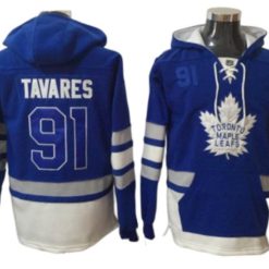Toronto Maple Leafs #91 John Tavares One Front Pocket Pullover Hoodie - Blue