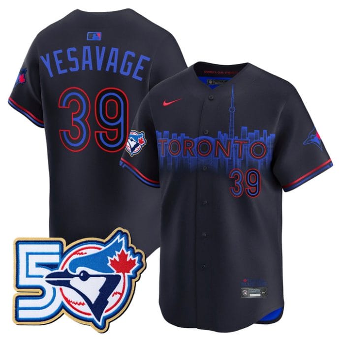 Trey Yesavage Jersey #39 Toronto Blue Jays 50 Seasons Patch Stitched - Image 3