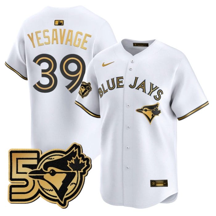 Trey Yesavage Jersey #39 Toronto Blue Jays 50 Seasons Patch Stitched - Image 4