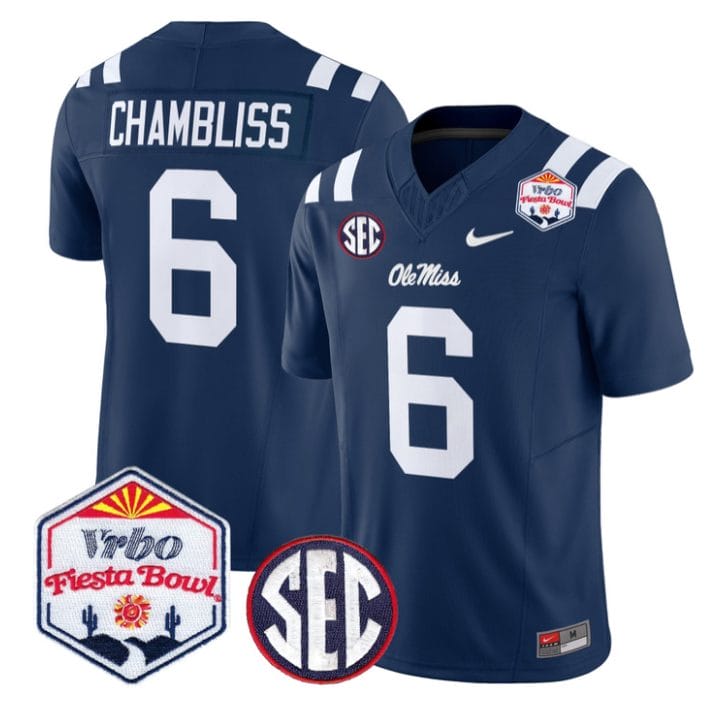 Alternative view of Trinidad Chambliss Jersey #6 Ole Miss Rebels 2026 Fiesta Bow Stitched