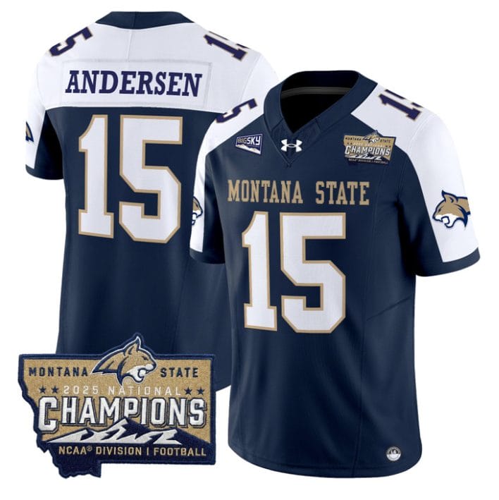 Alternative view of Troy Andersen Jersey #15 Montana State Bobcats 2025 National Champions Gold