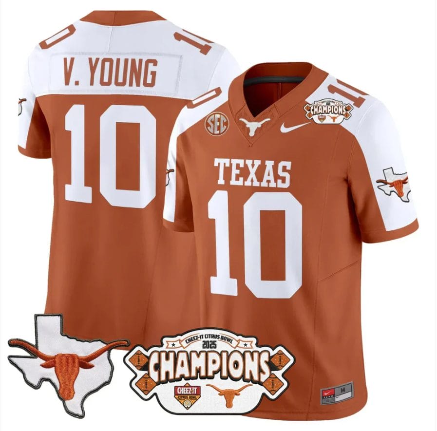 Vince Young Jersey #10 Texas 2025 State Map Citrus Bowl Champions Stiched - Image 3