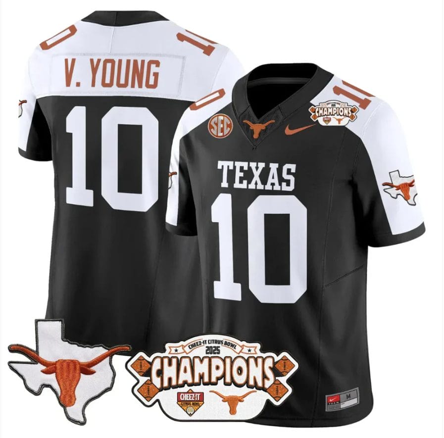 Vince Young Jersey #10 Texas 2025 State Map Citrus Bowl Champions Stiched