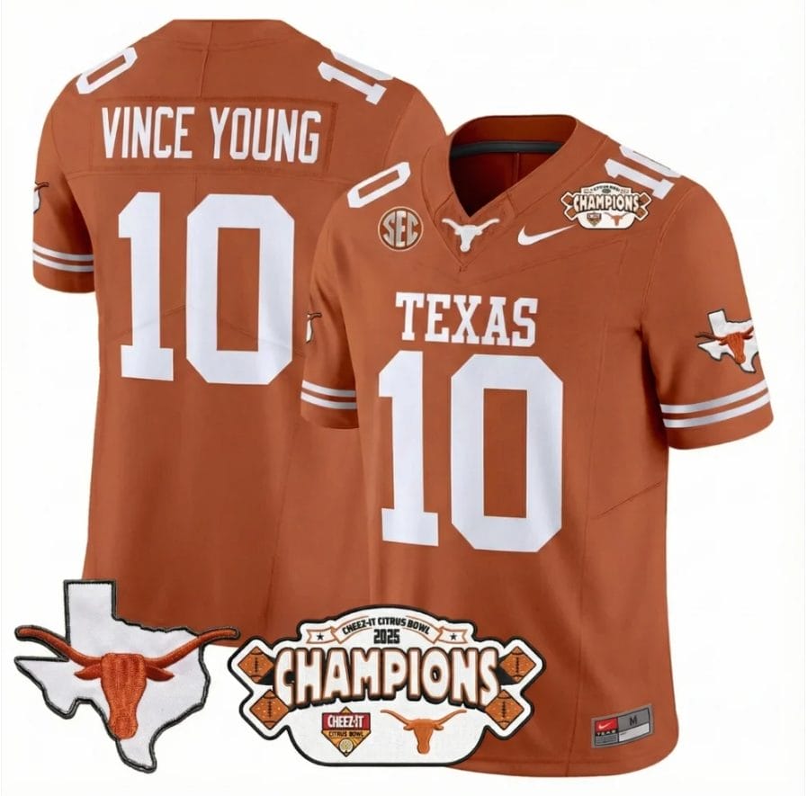 Vince Young Jersey #10 Texas 2025 State Map Citrus Bowl Champions Stiched - Image 4
