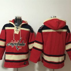 Washington Capitals Blank Red Ageless Must-Have Lace-Up Pullover Hoodie