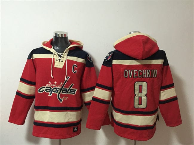 Washington Capitals #8 Alex Ovechkin Red Ageless Must-Have Lace-Up Pullover Hoodie